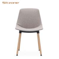 Modern factory prices office area plastic chair with solid wood legs