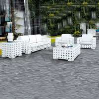 hollow out of outdoor garden sofa set rattan furniture white aluminium outdoor sofa HFA-021