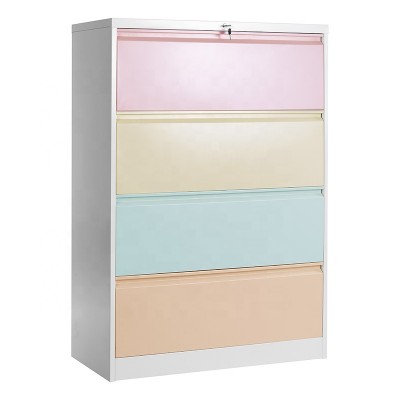 China filing cupboard Colorful office furniture steel 4 drawer A4 document lateral storage bulk filing cabinet