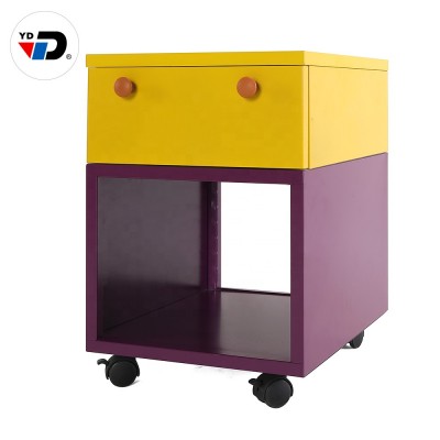 DIY 2 drawers baby room usage home storage kids children cartoon smiley mobile pedestal cabinet bed frame furniture